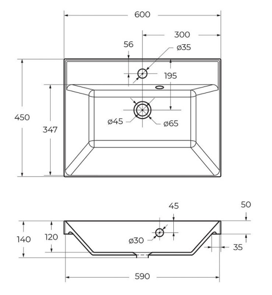 Раковина BelBagno BB600/450-LV-ART-AST-NERO